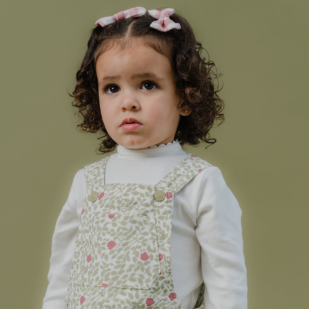 Braga Larga de Corduroy con Estampado Verde para Bebé Niña