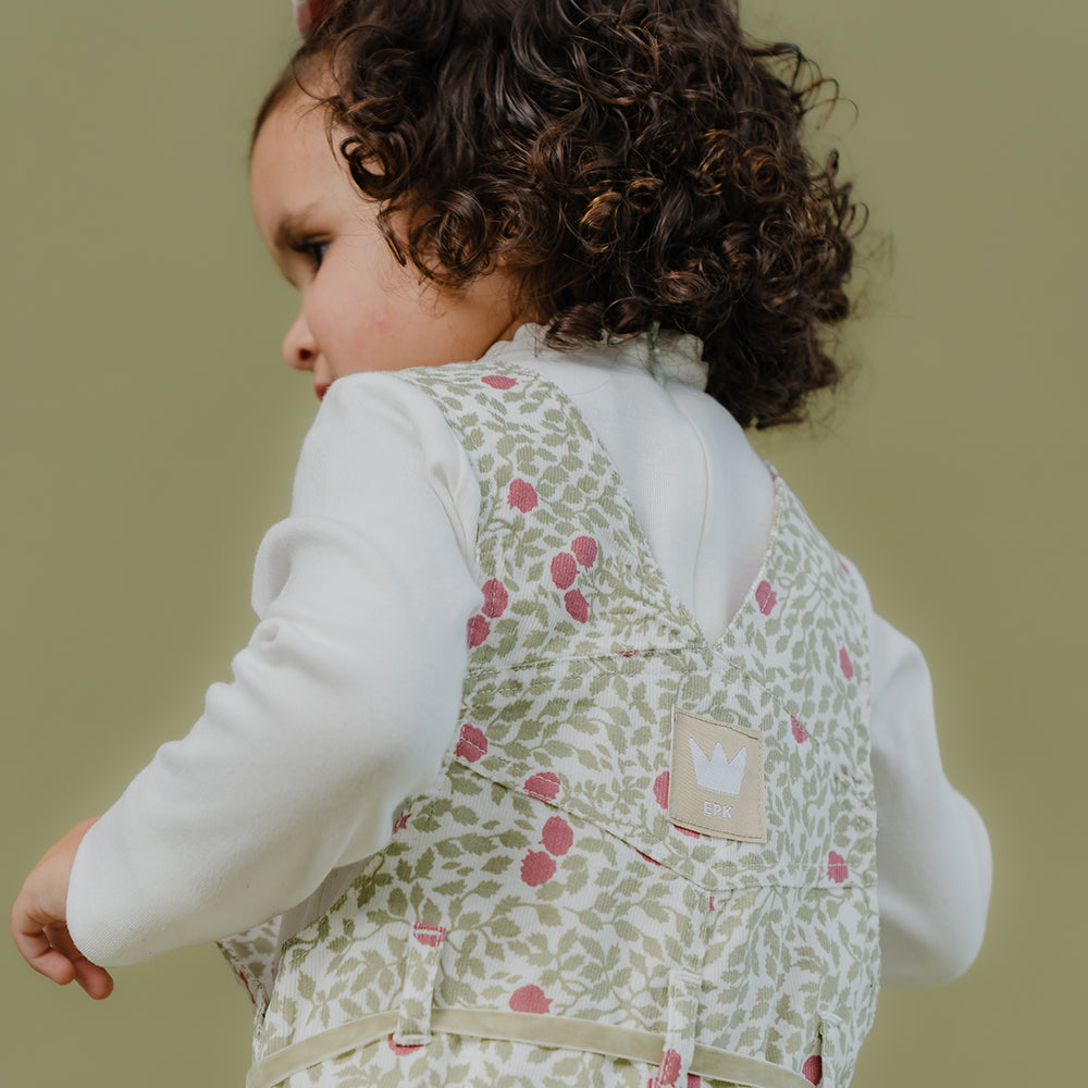 Braga Larga de Corduroy con Estampado Verde para Bebé Niña