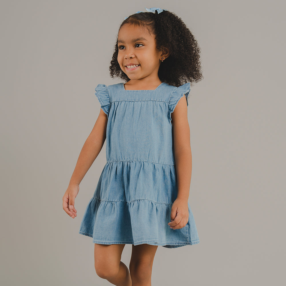 Vestido de Chambray Sin Mangas para Bebé Niña