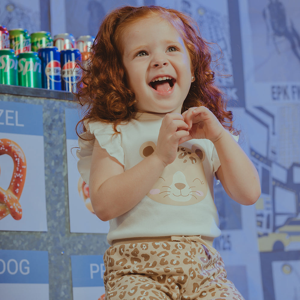 Mono de Algodón con Estampado de Animal Print para Bebé Niña
