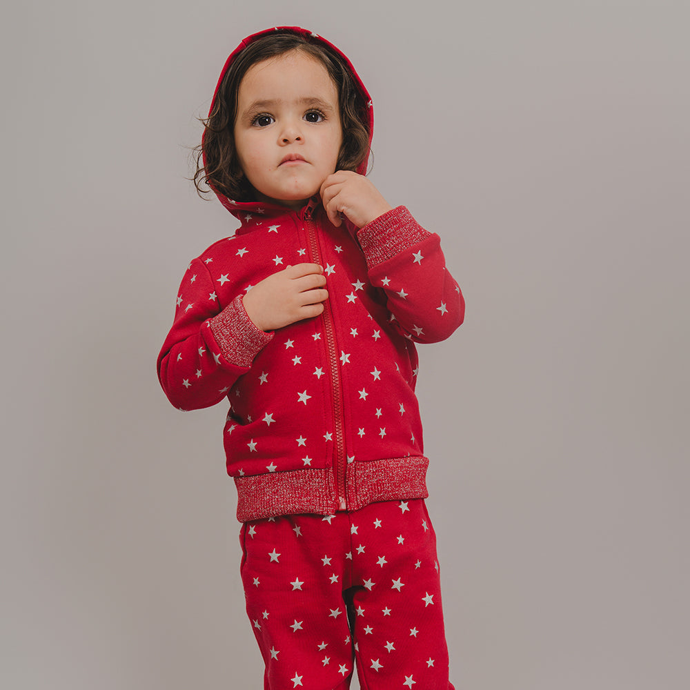 Mono Rojo De Estrellas Para Bebé Niña