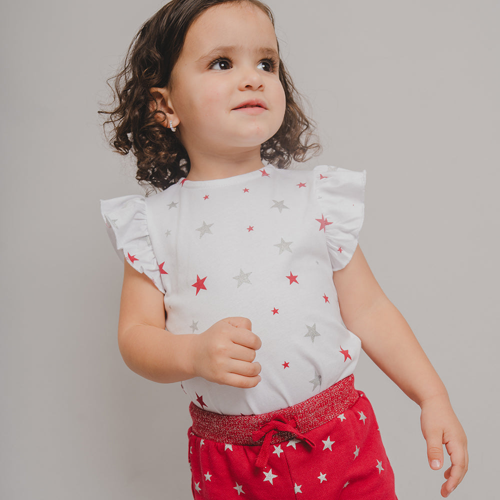 Franela Blanca Con Estrellas Para Bebé Niña