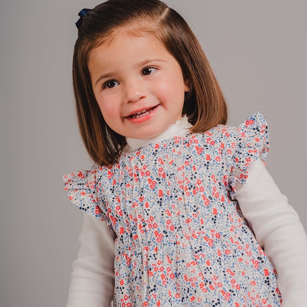 Vestido Corduroy De Flores Para Bebé Niña