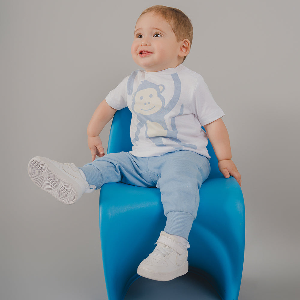 Mono Azul Claro de Algodón para Bebé Niño