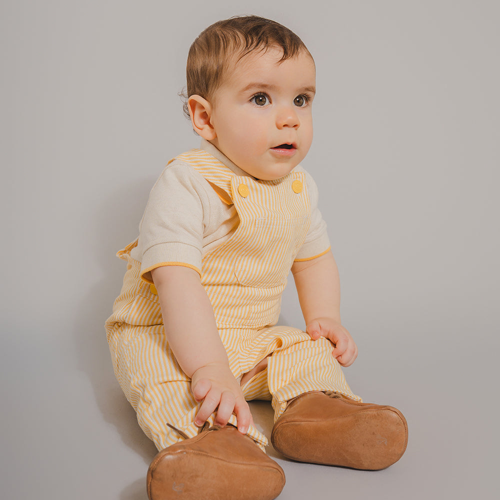 Body de Chemise Color Hueso con Parche de Goma para Bebé Niño