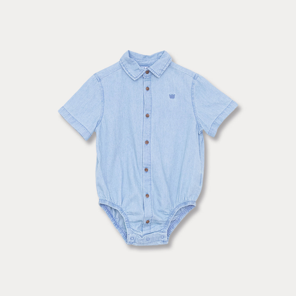 Body de Chambray Manga Corta para Bebé Niño