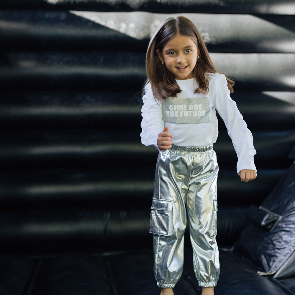Pantalón Plateado Para Niña