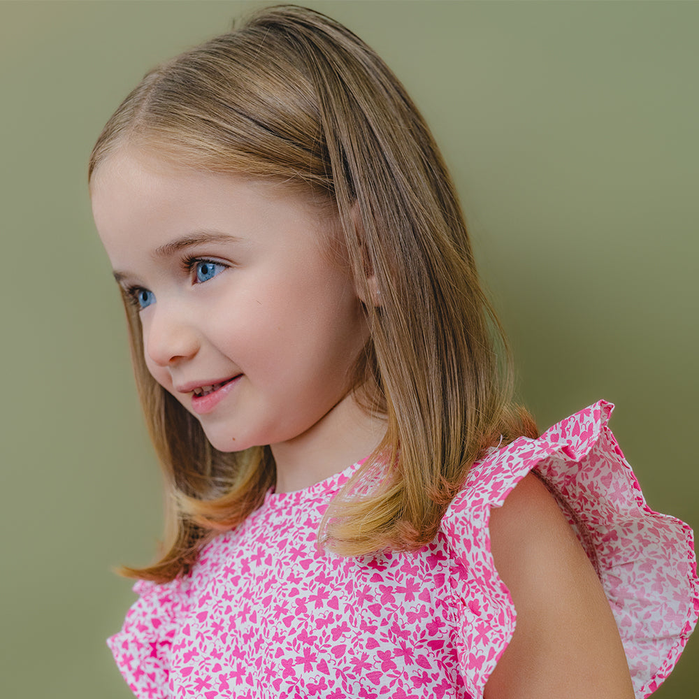 Blusa de Popelina con Estampado de Mariposas Rosadas para Niña