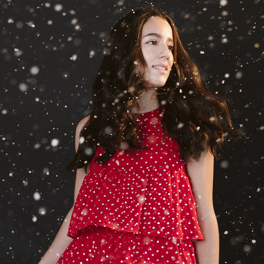 Vestido Rojo De Capas Para Niña
