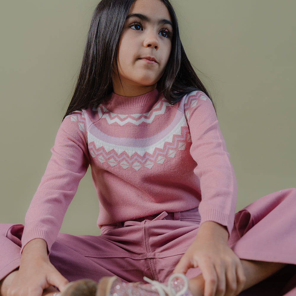 Suéter Rosado de Tela Tipo Cashemira para Niña