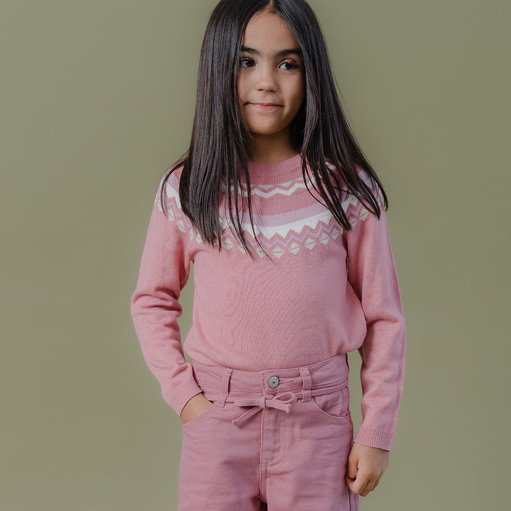 Suéter Rosado de Tela Tipo Cashemira para Niña