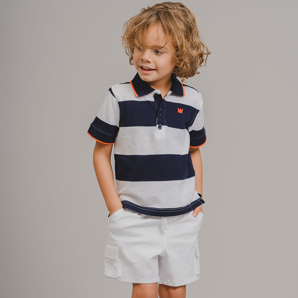 Short Blanco de Algodón Cargo para Niño