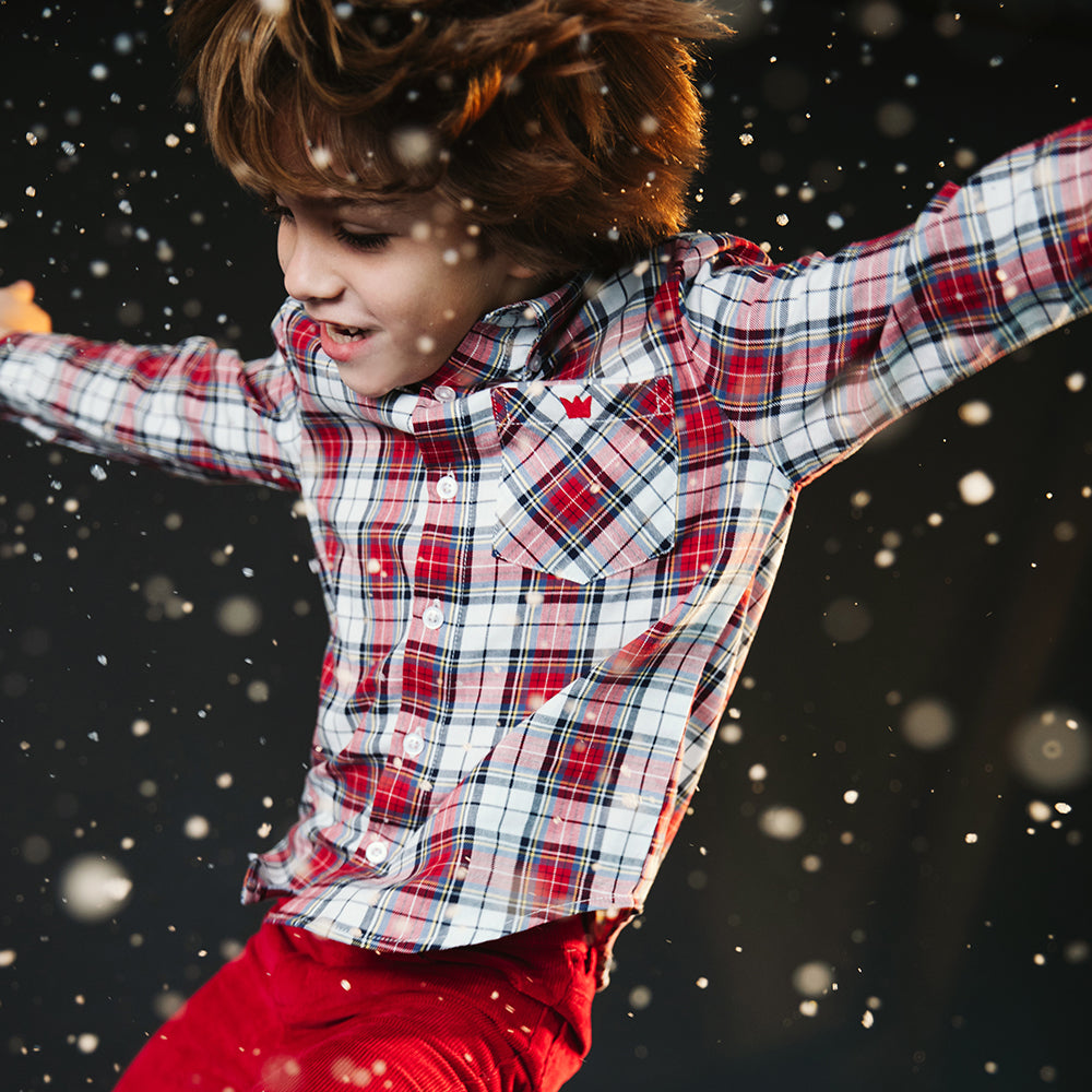 Camisa Cuadros Rojos Y Azules Para Niño
