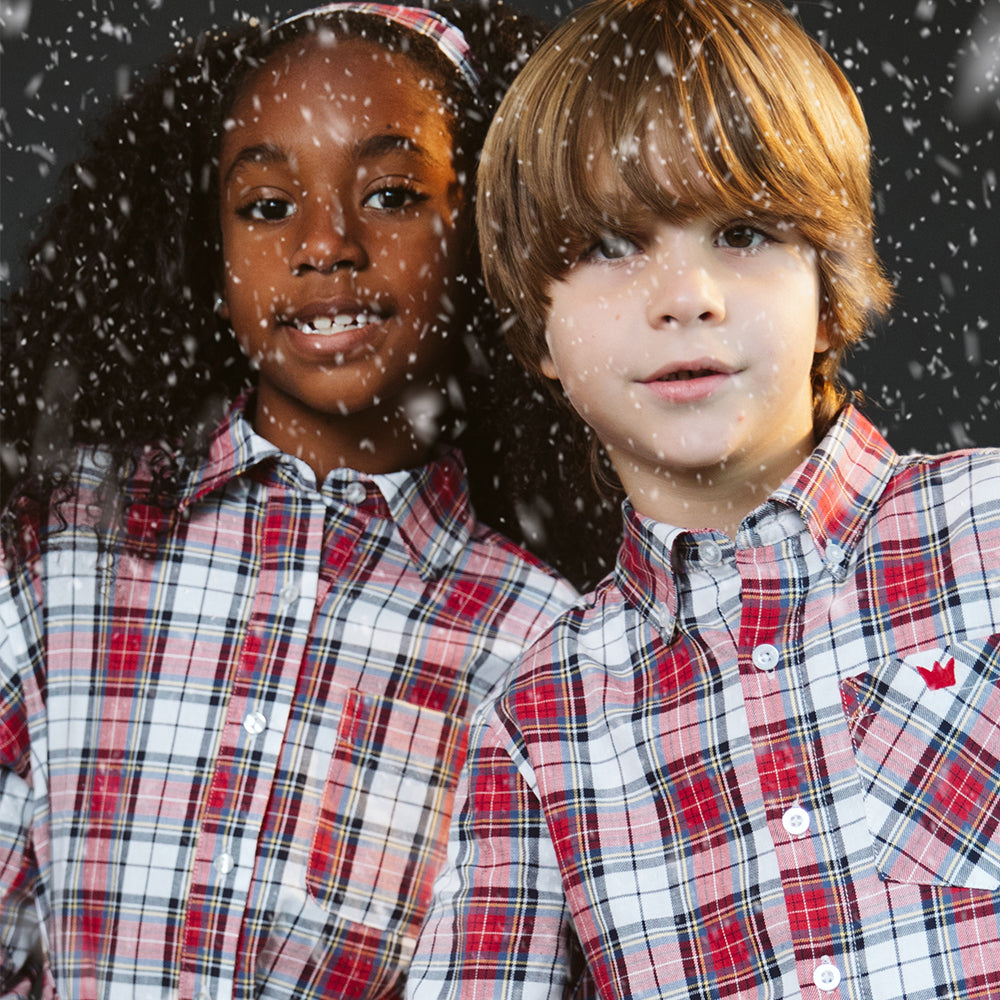 Camisa Cuadros Rojos Y Azules Para Niño