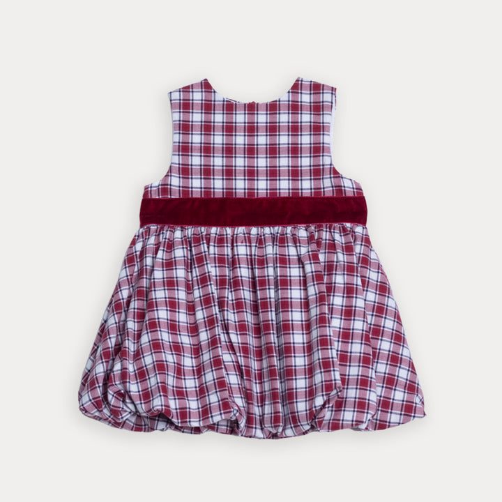Vestido De Flannel Twill Con Estampado De Cuadros Rojos Para Bebe Niña
