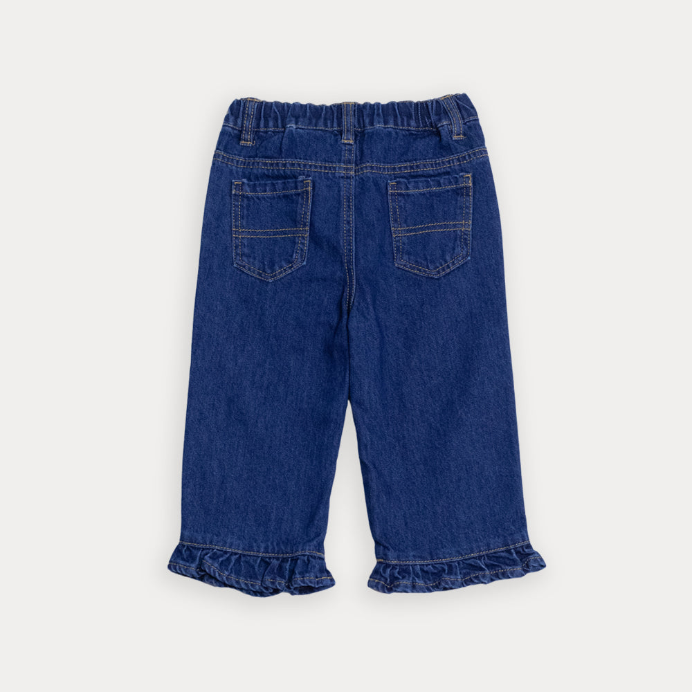 Jean Azul Oscuro Con Volantes Para Bebe Niña