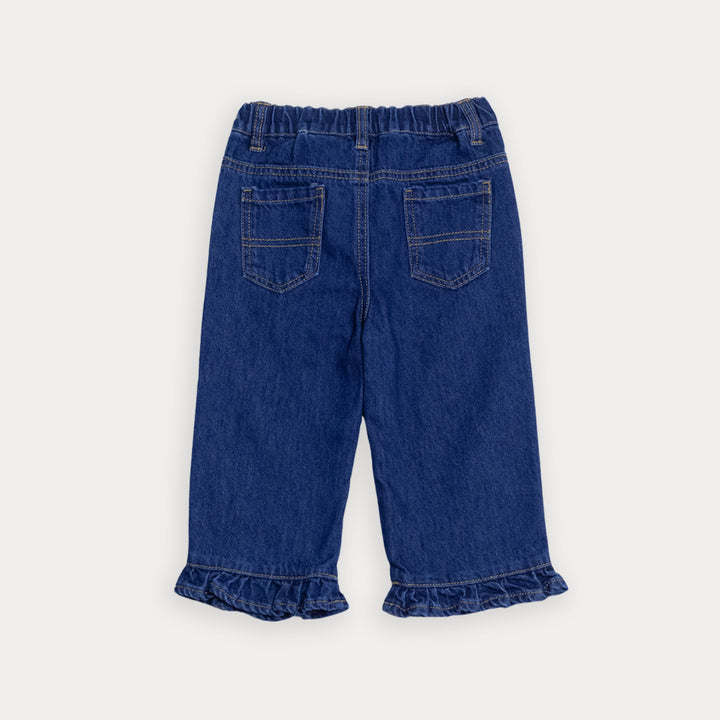 Jean Azul Oscuro Con Volantes Para Bebe Niña