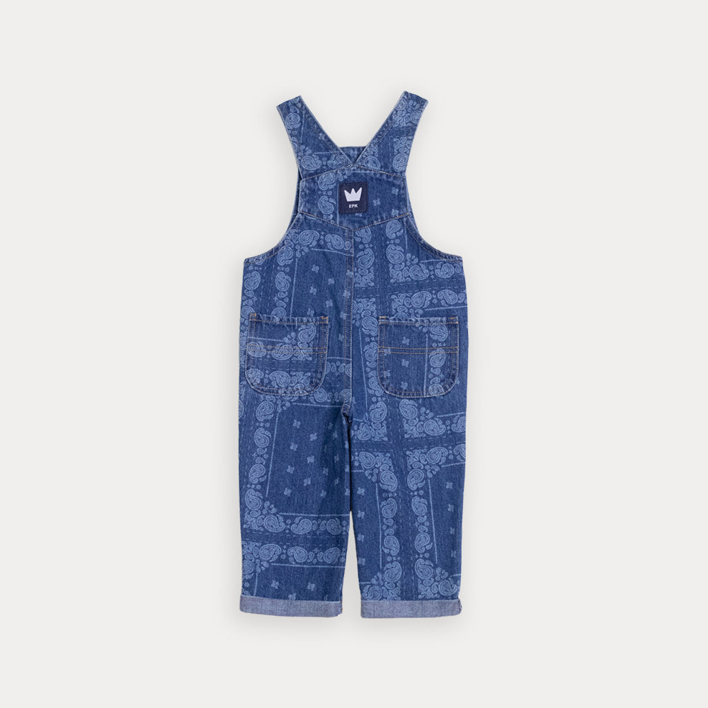 Braga De Jean Azul Oscuro Con Estammpado De Bandana Para Bebe Niña