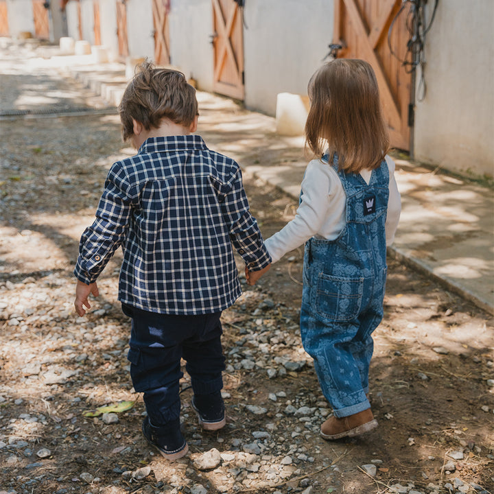 Braga De Jean Azul Oscuro Con Estampado De Bandana Para Bebe Niña