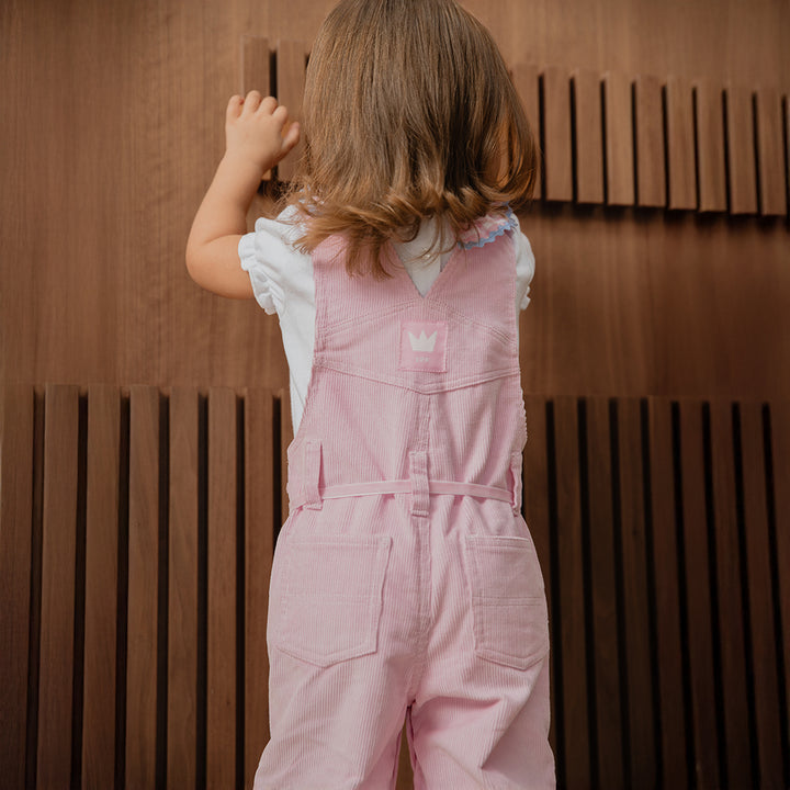 Braga De Corduroy Rosada Con Cinturón Para Bebe Niña
