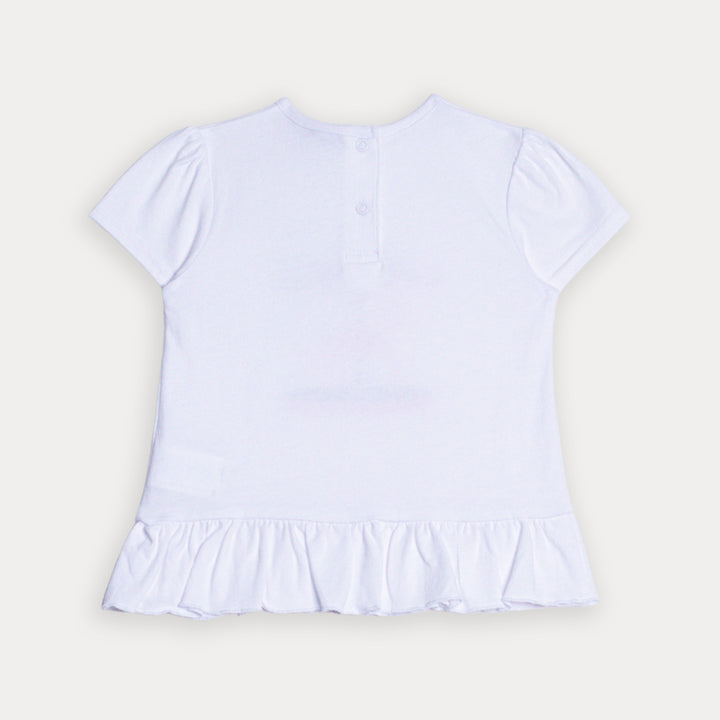 Franela De Algodón Blanca Con Gráfico De Carrusel Para Bebe Niña