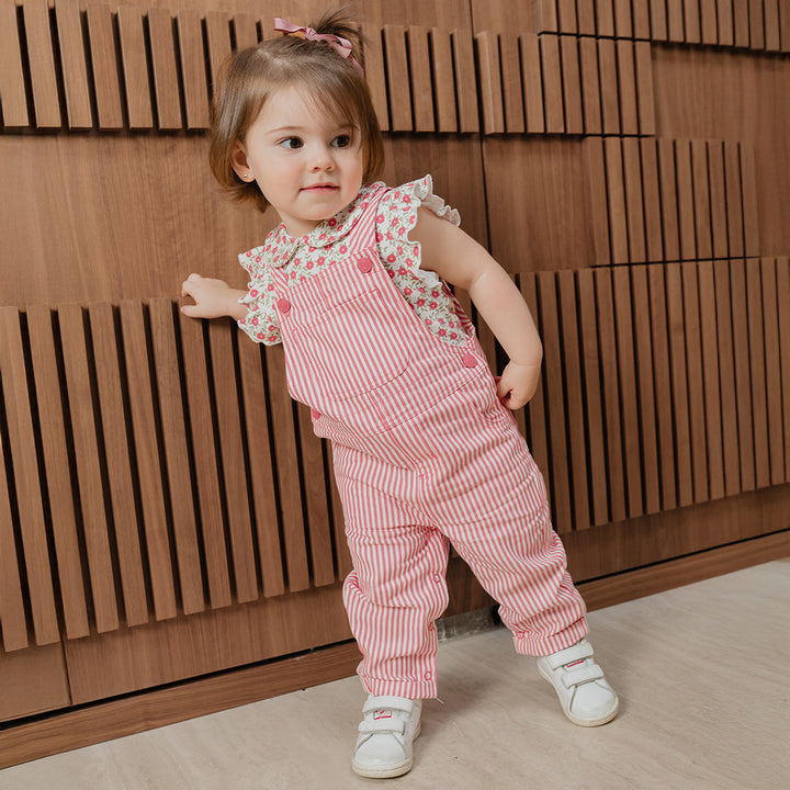 Body De Algodón Con Estampado De Flores Rosado Guayaba Para Bebe Niña