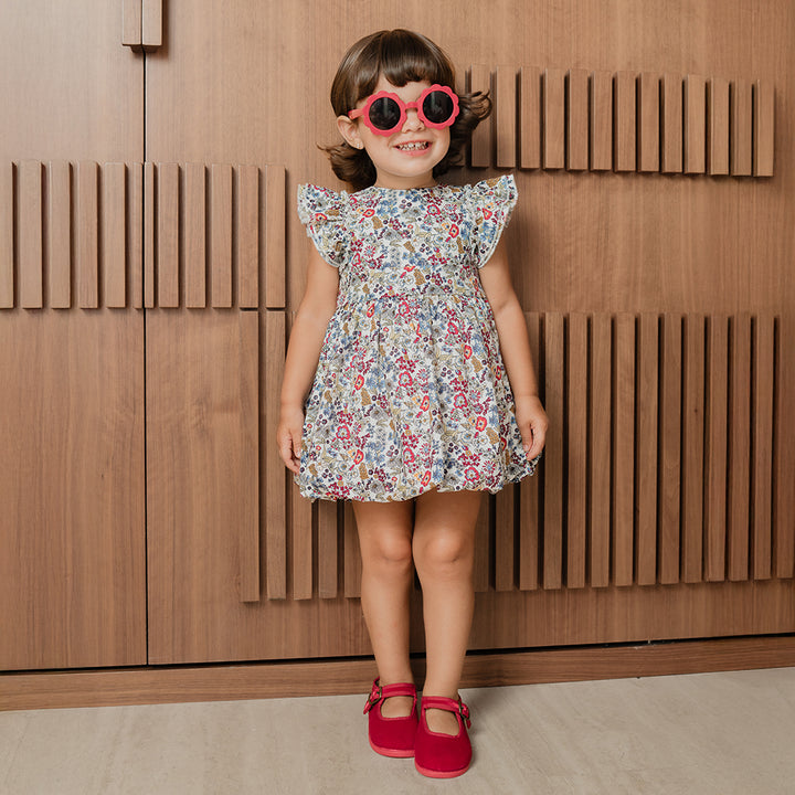 Vestido De Tela Ligera Con Estampado De Flores Multicolor Para Bebe Niña