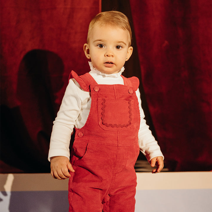 Body De Algodón Blanco Manga Larga Con Cuello Tortuga Y Detalle De Eyelet Para Bebe Niña