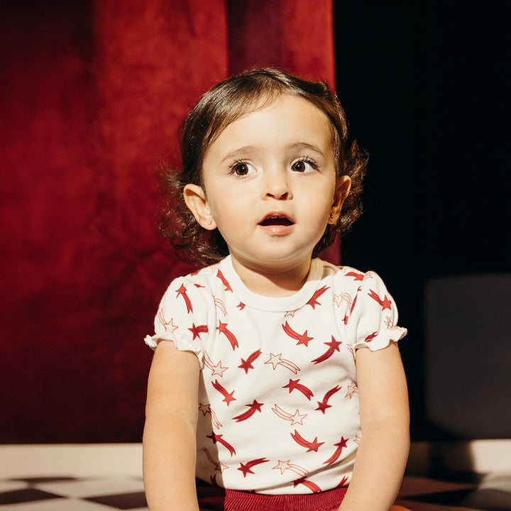 Body De Algodón Blanco Con Estampado De Estrellas Fugaces Para Bebe Niña