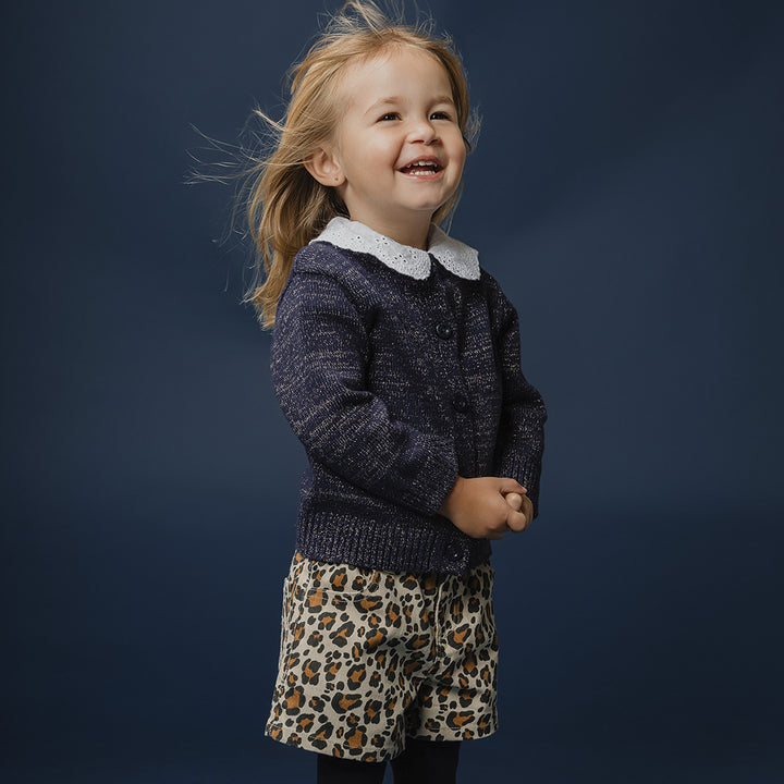 Short De Twill Con Estampado De Leopardo Para Bebe Niña