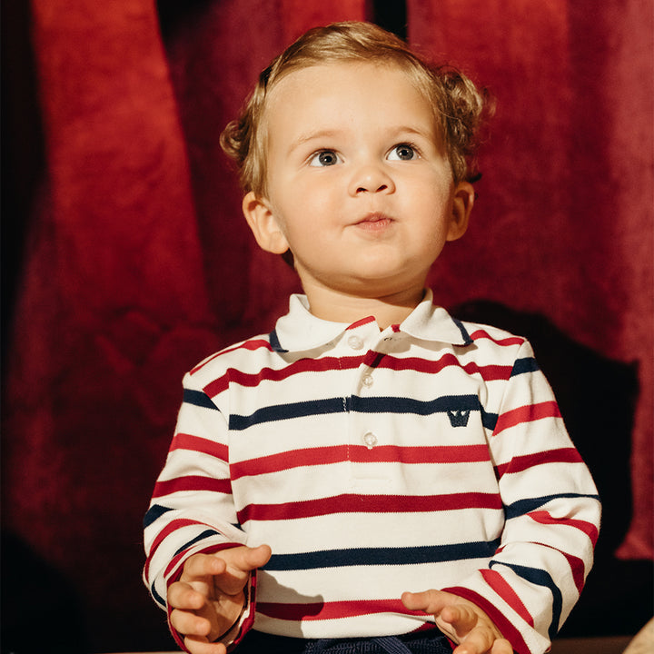 Chemise De Algodón Manga Larga De Rayas Para Bebe Niño