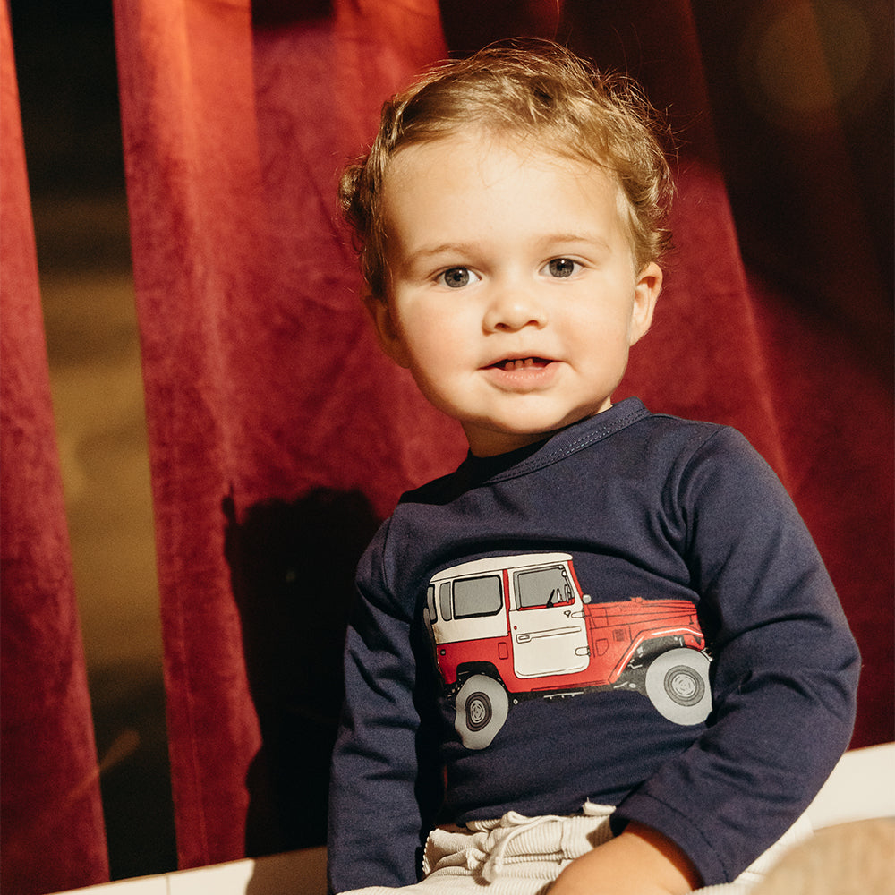 Body De Algodón Azul Marino Con Gráfico De Jeep Para Bebe Niño