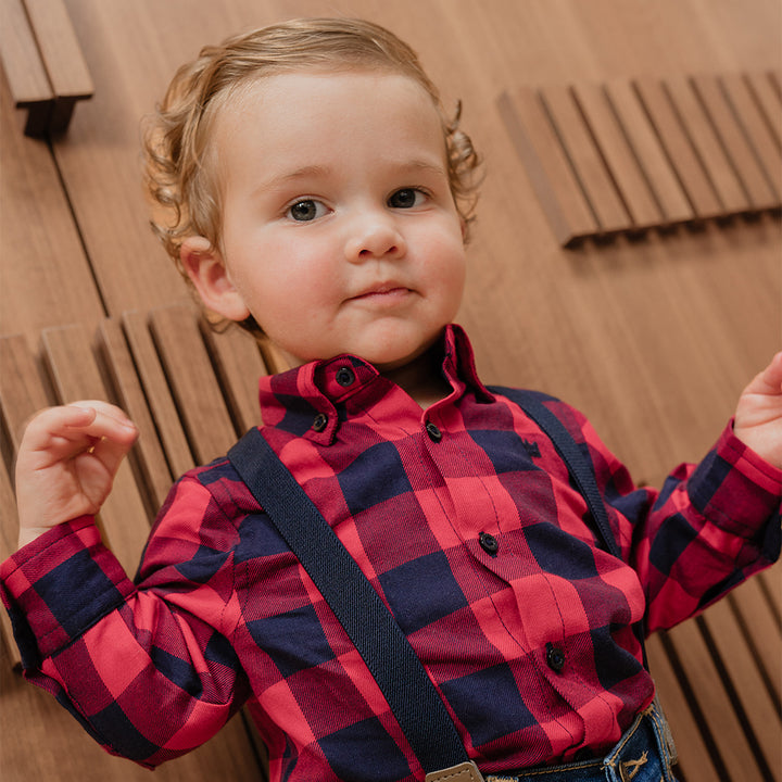 Jean Azul Oscuro Con Tirantes Para Bebe Niño