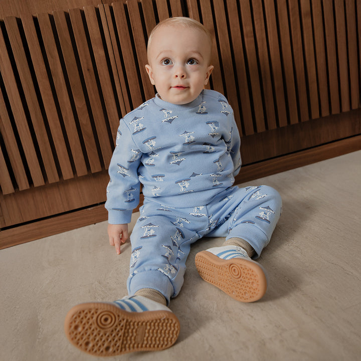 Suéter De Algodón Azul Claro Con Estampado De Carruseles Para Bebe Niño