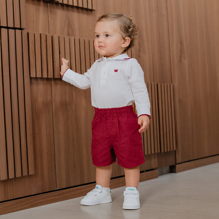 Short De Twill Ligero Vinotinto Para Bebe Niño