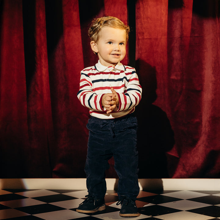 Pantalón De Corduroy Azul Marino Con Elástico En La Cintura Para Bebe Niño