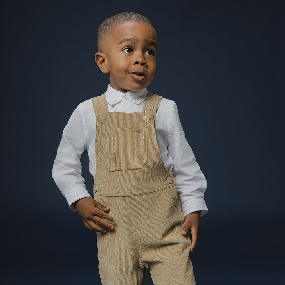 Braga De Corduroy Beige Larga Para Bebe Niño
