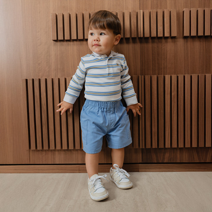 Short De Twill Ligero Azul Para Bebe Niño