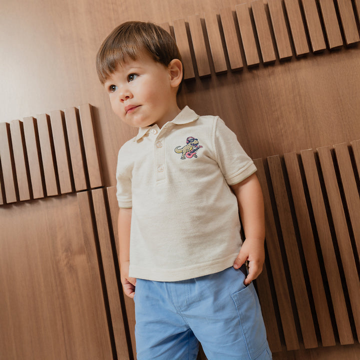 Short De Twill Ligero Azul Para Bebe Niño