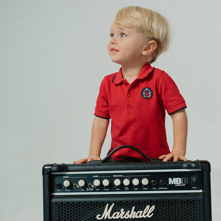Chemise De Piqué Roja Con Parche De Goma Para Bebe Niño