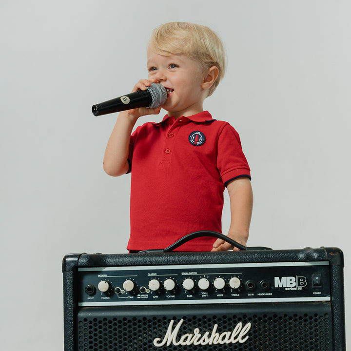 Chemise De Piqué Roja Con Parche De Goma Para Bebe Niño