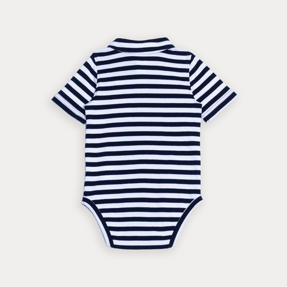 Body Chemise De Algodón Con Estampado De Rayas Blancas Y Negras Para Bebe Niño