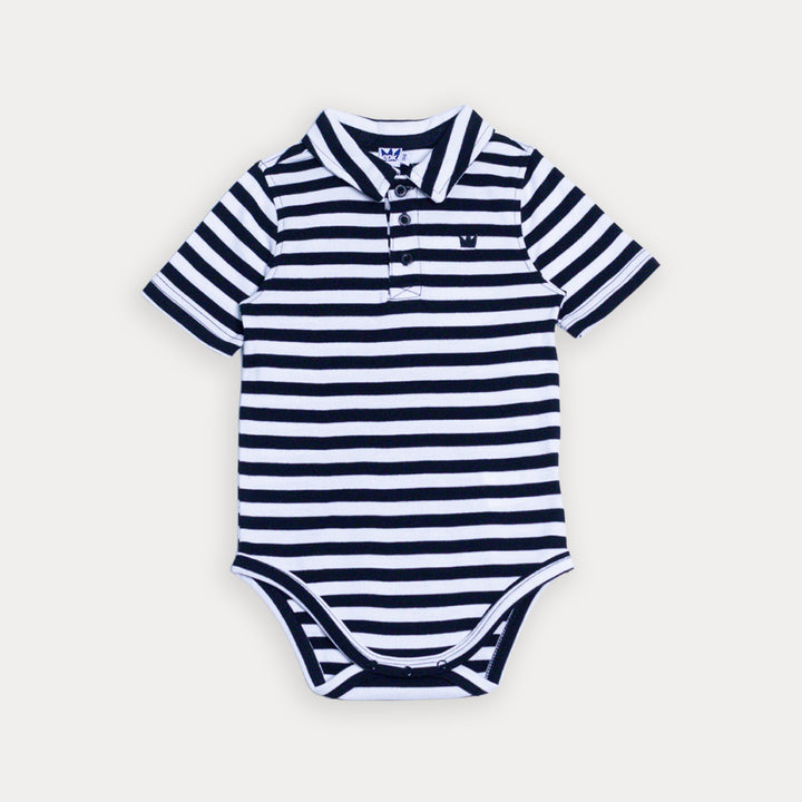 Body Chemise De Algodón Con Estampado De Rayas Blancas Y Negras Para Bebe Niño