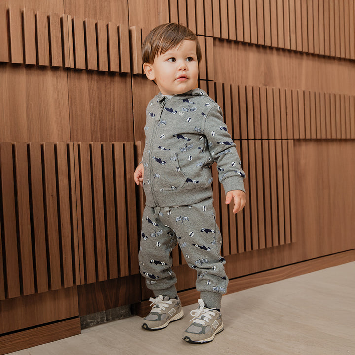 Suéter De Algodón Gris Claro Con Estampado De Carritos Para Bebe Niño