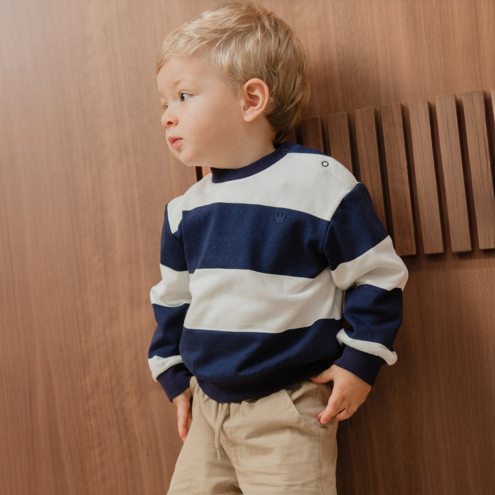 Short De Twill Beige Con Elástico En La Cintura Para Bebe Niño
