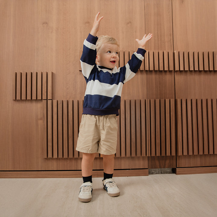 Short De Twill Beige Con Elástico En La Cintura Para Bebe Niño