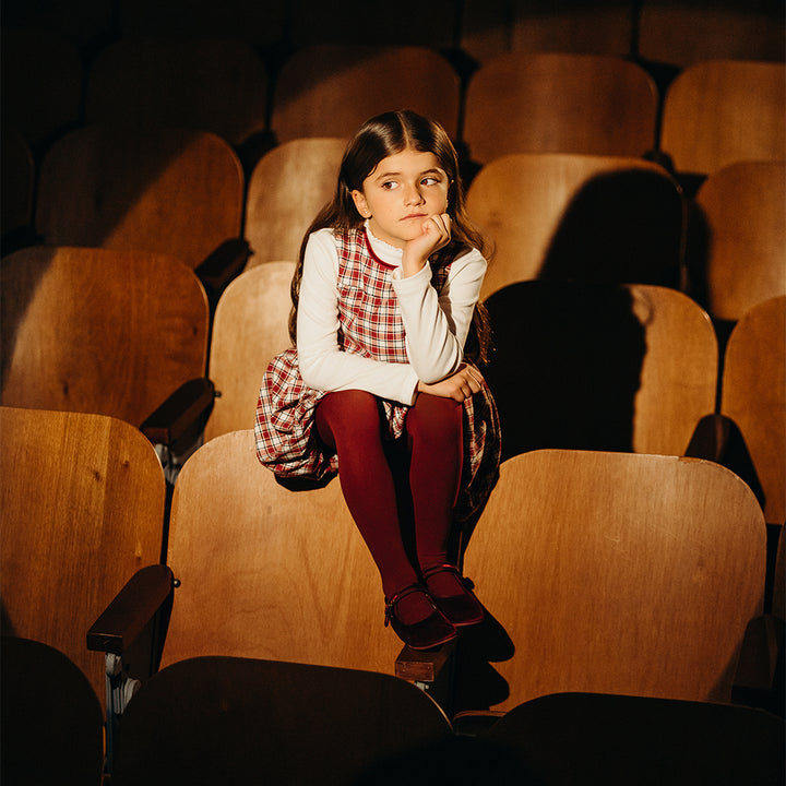 Vestido De Flannel Twill Con Estampado De Cuadros Rojos Para Niña