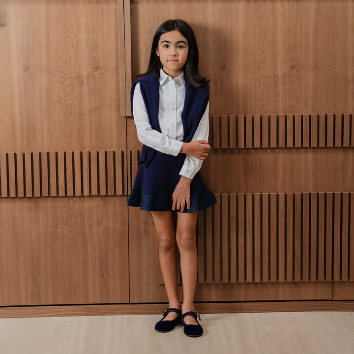 Camisa De Popelina Blanca Con Estrellas Brillantes Para Niña