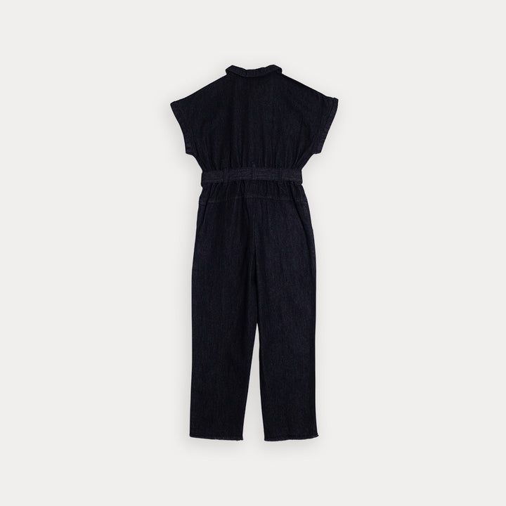 Jumpsuit De Jean Negro Con Detalle De Estrellas Brillantes Para Niña