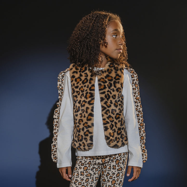 Legging De Algodón Con Estampado De Leopardo Para Niña